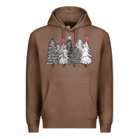 Chestnut black and white christmas trees with lights Premium Hoodie - FaDigitalArtStudio