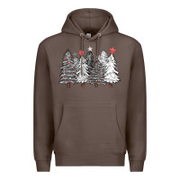 Coffee black and white christmas trees with lights Premium Hoodie - FaDigitalArtStudio
