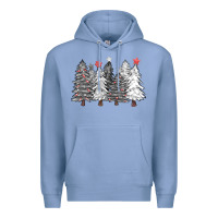 Colony Blue black and white christmas trees with lights Premium Hoodie - FaDigitalArtStudio
