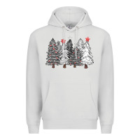 Dove Grey black and white christmas trees with lights Premium Hoodie - FaDigitalArtStudio