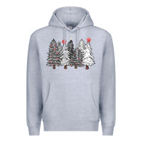 Heather Grey black and white christmas trees with lights Premium Hoodie - FaDigitalArtStudio