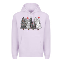 Lilac black and white christmas trees with lights Premium Hoodie - FaDigitalArtStudio