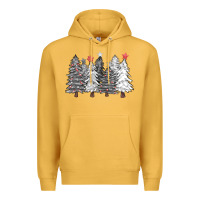 Mustard black and white christmas trees with lights Premium Hoodie - FaDigitalArtStudio