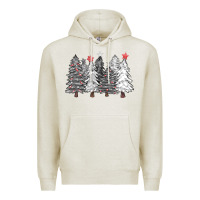 Oatmeal Heather black and white christmas trees with lights Premium Hoodie - FaDigitalArtStudio