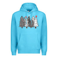 Ocean Blue black and white christmas trees with lights Premium Hoodie - FaDigitalArtStudio