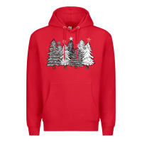 Red black and white christmas trees with lights Premium Hoodie - FaDigitalArtStudio