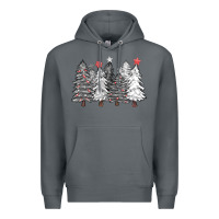 Rock black and white christmas trees with lights Premium Hoodie - FaDigitalArtStudio