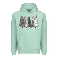 Seafoam black and white christmas trees with lights Premium Hoodie - FaDigitalArtStudio