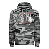 Slate Camo black and white christmas trees with lights Premium Hoodie - FaDigitalArtStudio