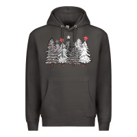 Smoke black and white christmas trees with lights Premium Hoodie - FaDigitalArtStudio