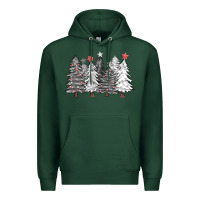 Sports Green black and white christmas trees with lights Premium Hoodie - FaDigitalArtStudio
