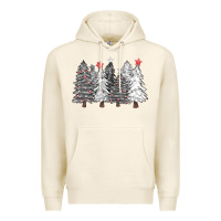 Tofu black and white christmas trees with lights Premium Hoodie - FaDigitalArtStudio