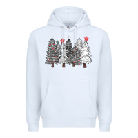 White black and white christmas trees with lights Premium Hoodie - FaDigitalArtStudio