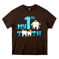 Chocolate Brown my first tooth with teeth Heavy Core Tee - AdoDesignShop