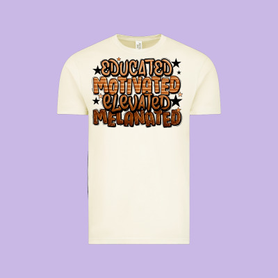Educated Motivated Elevated Melanated Vintage Tee Designed By Lillyallendesigns