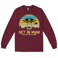 Burgundy UFO Vintage Retro Alien Outerspace Spaceship Long Sleeve Tee - Bettercallsaul