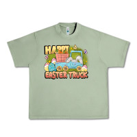 Oil Green Happy Easter truck Urban Heavy Tee - LillyAllenDesigns