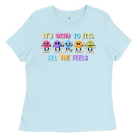 Baby Blue it's okay to feel all the feels Ladies Tee - MaliasSmallBusiness