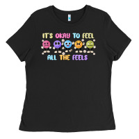 Black it's okay to feel all the feels Ladies Tee - MaliasSmallBusiness