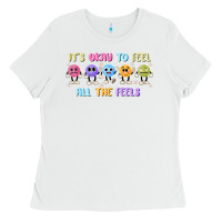 White it's okay to feel all the feels Ladies Tee - MaliasSmallBusiness