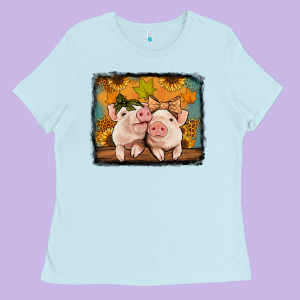 Fall Pigs Ladies Tee Designed By Jasminsmagicworld