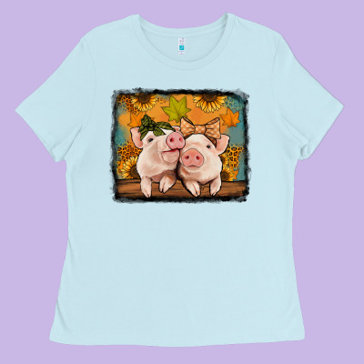 Fall Pigs Ladies Tee Designed By Jasminsmagicworld