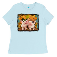 Baby Blue fall pigs Ladies Tee - Jasminsmagicworld