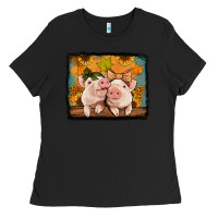 Black fall pigs Ladies Tee - Jasminsmagicworld