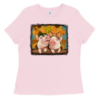 Bubblegum Pink fall pigs Ladies Tee - Jasminsmagicworld