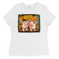 White fall pigs Ladies Tee - Jasminsmagicworld