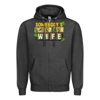 Charcoal Heather St. Patrick's Somebody's lucky ass wife Zipper Hoodie - CowGirlArtShop