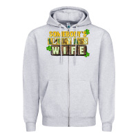 Heather Grey St. Patrick's Somebody's lucky ass wife Zipper Hoodie - CowGirlArtShop