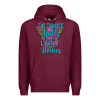Burgundy THE THUNDER ROLLS AND THE LIGHTNIN’ STRİKES Premium Hoodie - JahusDesignShop