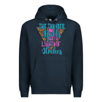 Navy THE THUNDER ROLLS AND THE LIGHTNIN’ STRİKES Premium Hoodie - JahusDesignShop