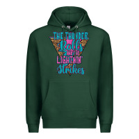 Sports Green THE THUNDER ROLLS AND THE LIGHTNIN’ STRİKES Premium Hoodie - JahusDesignShop