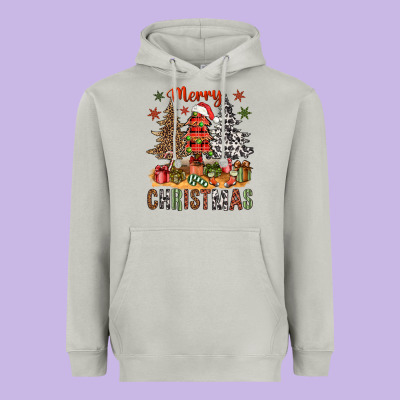 Merry Christmas With Western Trees Bbs Heavyweight Hoodie Designed By Bundleandbundleshop