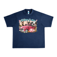 Navy Happy Easter truck with Easter farm animals Urban Heavy Tee - LillyAllenDesigns