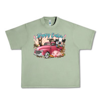 Oil Green Happy Easter truck with Easter farm animals Urban Heavy Tee - LillyAllenDesigns
