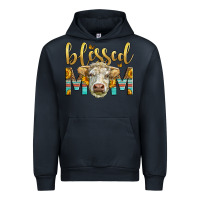 Navy Western Blessed Mom Charolais Bull Mother's Day Urban Hoodie - LillyAllenDesigns