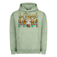 Pigment Oil Green Western Blessed Mom Charolais Bull Mother's Day Urban Hoodie - LillyAllenDesigns