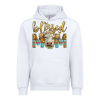 White Western Blessed Mom Charolais Bull Mother's Day Urban Hoodie - LillyAllenDesigns