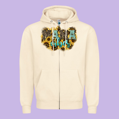 Mama Vibes Leopard Mother's Day Zipper Hoodie Designed By Howdyjamesfarm
