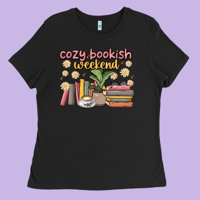 Cozy Bookish Weekend Ladies Tee Designed By Maliassmallbusiness