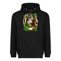 Black Horse with horseshoe st patricks day Heavyweight Hoodie - FaDigitalArtStudio