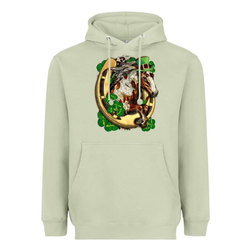 Horse With Horseshoe St Patricks Day Heavyweight Hoodie by FaDigitalArtStudio | Teevron