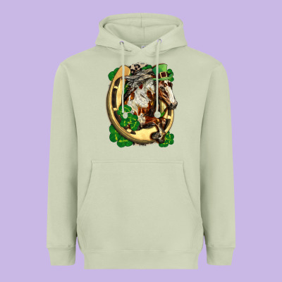 Horse With Horseshoe St Patricks Day Heavyweight Hoodie Designed By Fadigitalartstudio