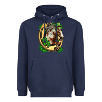 Navy Horse with horseshoe st patricks day Heavyweight Hoodie - FaDigitalArtStudio