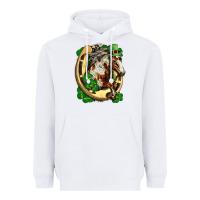 White Horse with horseshoe st patricks day Heavyweight Hoodie - FaDigitalArtStudio