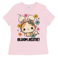 Bubblegum Pink bloom bestie cat Ladies Tee - MaliasSmallBusiness