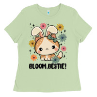 Matcha bloom bestie cat Ladies Tee - MaliasSmallBusiness